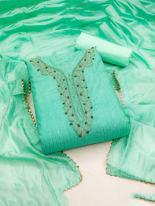 embroidered unstitched suit set - 20177826 - Very Small Image - 1