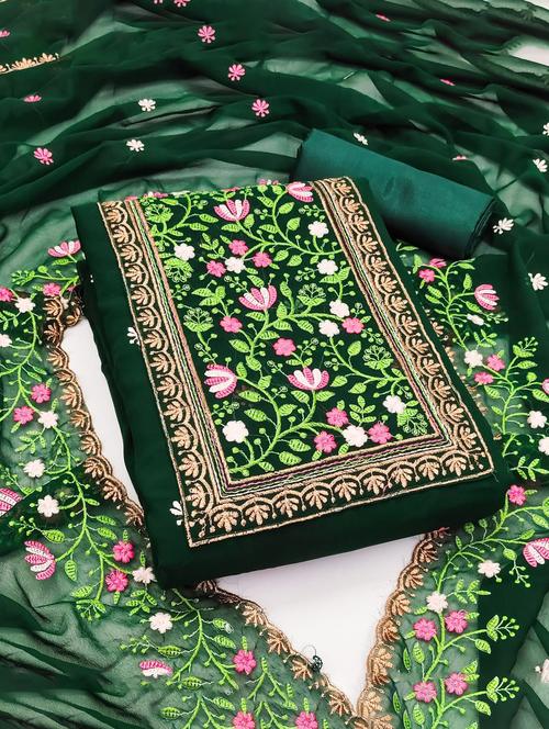 embroidered unstitched suit set - 20177847 - Very Small Image - 1