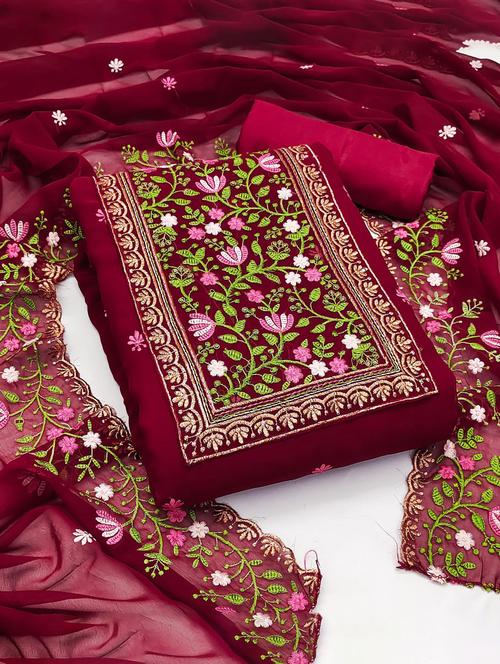 embroidered unstitched suit set - 20177848 - Very Small Image - 1