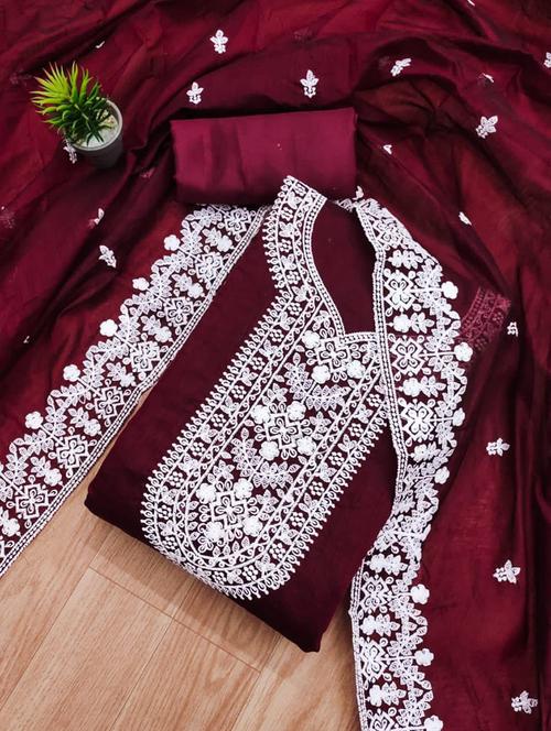 embroidered unstitched suit set - 20177893 - Very Small Image - 1