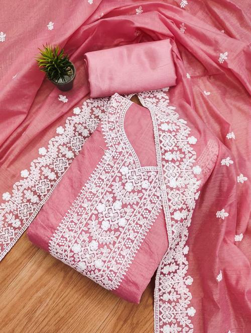 pink self design unstitched salwar suit set - 20177894 - Very Small Image - 1