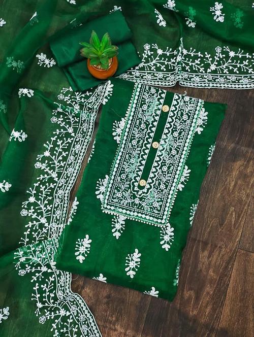 green self design unstitched salwar suit set - 20177930 - Very Small Image - 1