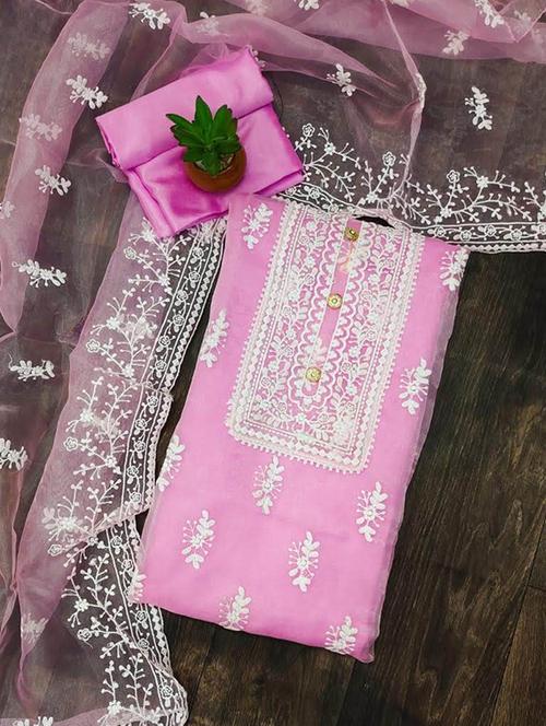 embroidered unstitched salwar suit set - 20177934 - Very Small Image - 1