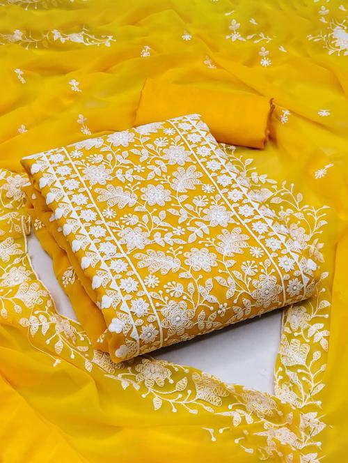 embroidered unstitched salwar suit set - 20177944 - Very Small Image - 1