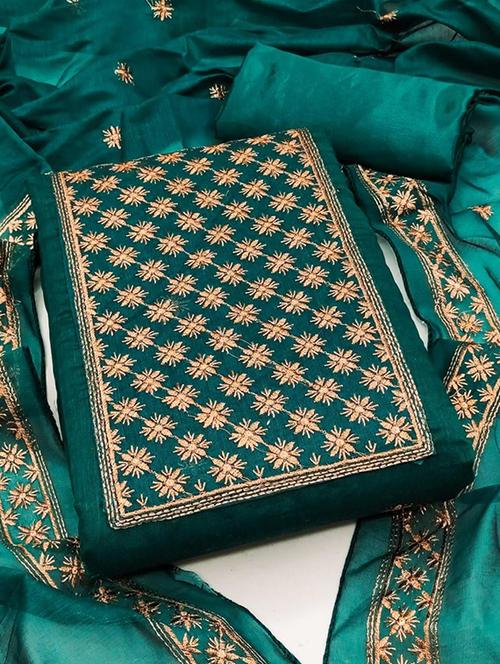 embroidered unstitched salwar suit set - 20177956 - Very Small Image - 1