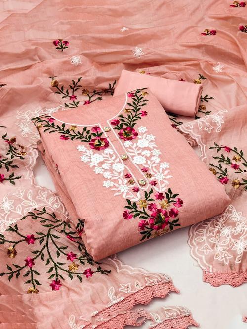 embroidered unstitched salwar suit set - 20177968 - Very Small Image - 1