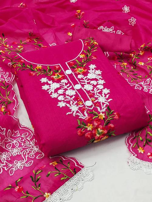 embroidered unstitched salwar suit set - 20177970 - Very Small Image - 1