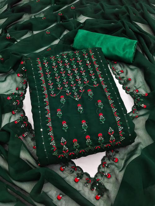 embroidered unstitched salwar suit set - 20178017 - Very Small Image - 1