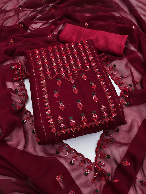 embroidered unstitched salwar suit set - 20178018 - Very Small Image - 1