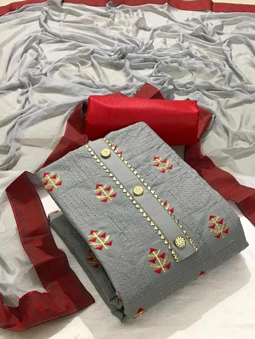 embroidered unstitched salwar suit set - 20178024 - Very Small Image - 1