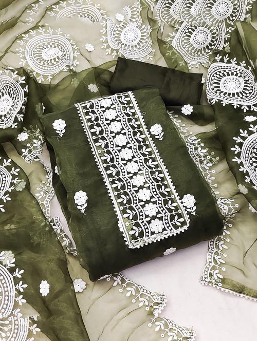 embroidered unstitched salwar suit set - 20178028 - Very Small Image - 1