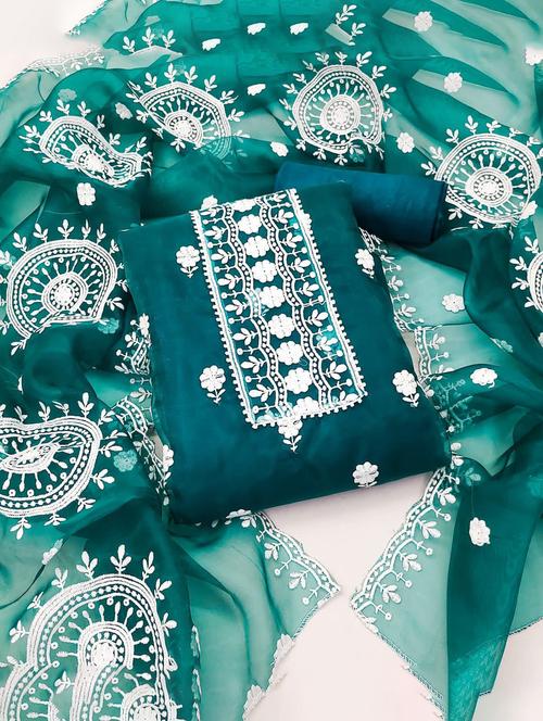 embroidered unstitched salwar suit set - 20178033 - Very Small Image - 1