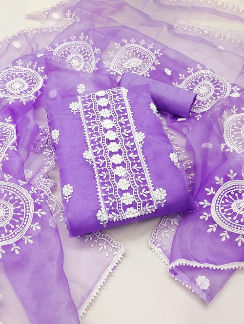 embroidered unstitched salwar suit set - 20178034 - Very Small Image - 1