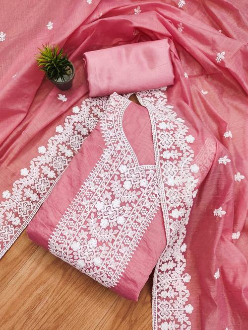 embroidered unstitched salwar suit set - 20178039 - Very Small Image - 1