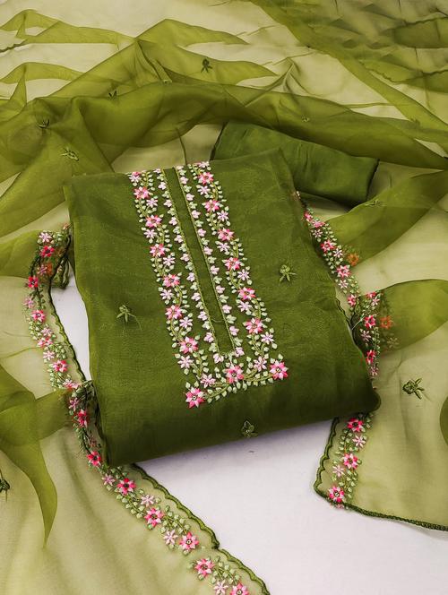 embroidered unstitched salwar suit set - 20178048 - Very Small Image - 1