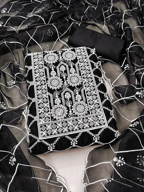 embroidered unstitched salwar suit set - 20178085 - Very Small Image - 1