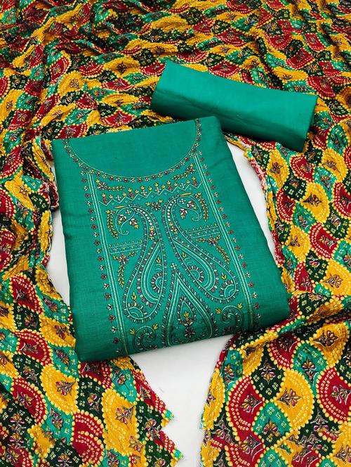 embroidered unstitched salwar suit set - 20178107 - Very Small Image - 1