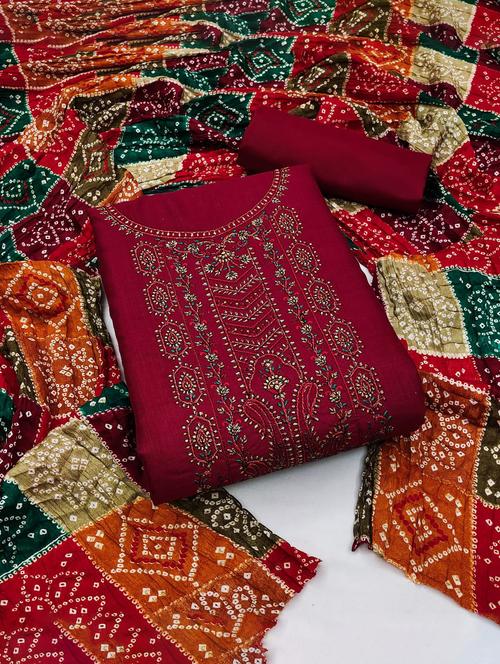 embroidered unstitched salwar suit set - 20178108 - Very Small Image - 1