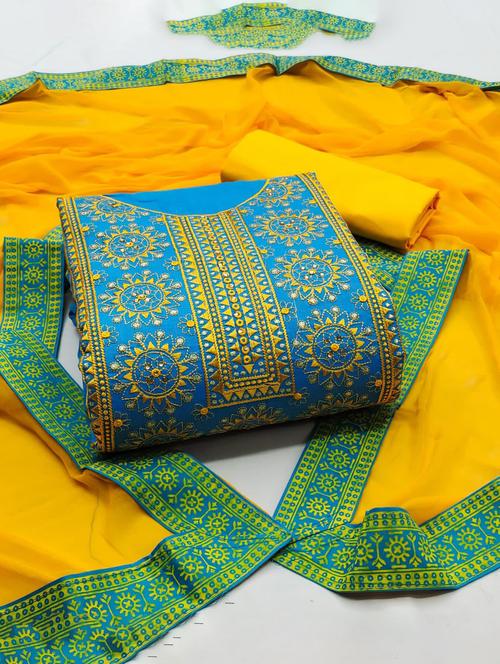 embroidered unstitched salwar suit set - 20178115 - Very Small Image - 1