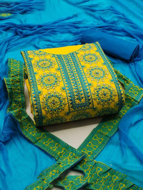 embroidered unstitched salwar suit set - 20178116 - Very Small Image - 1