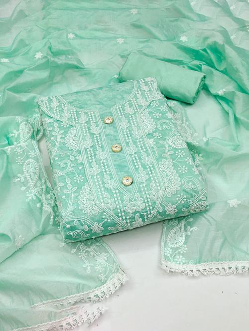 embroidered unstitched salwar suit set - 20178124 - Very Small Image - 1