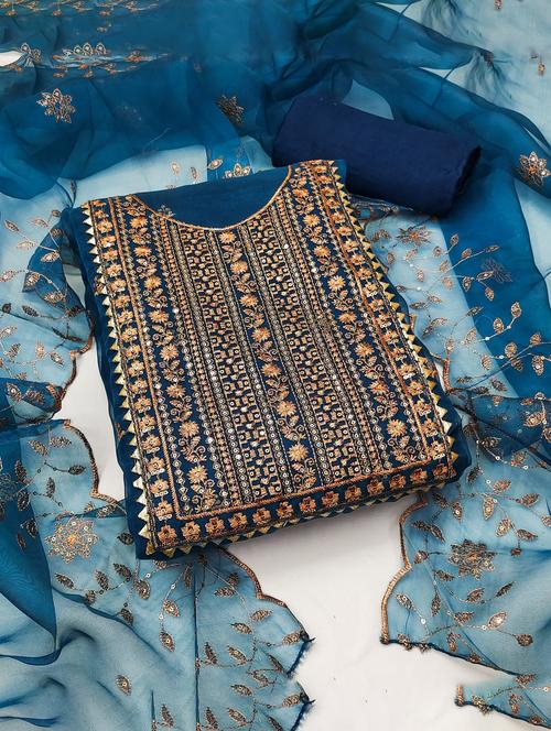 embroidered unstitched salwar suit set - 20178136 - Very Small Image - 1