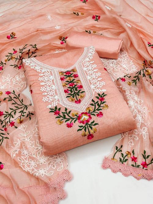 embroidered unstitched suit set - 20178154 - Very Small Image - 1