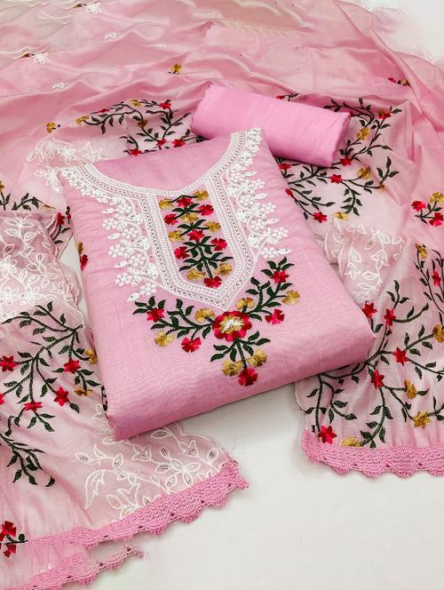 embroidered unstitched suit set - 20178157 - Very Small Image - 1