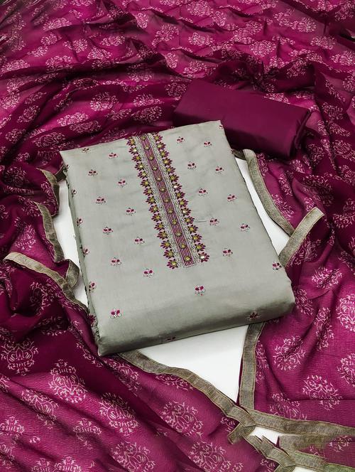embroidered unstitched suit set - 20178160 - Very Small Image - 1