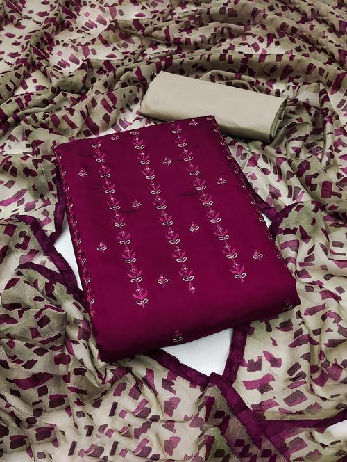 embroidered unstitched suit set - 20178167 - Very Small Image - 1