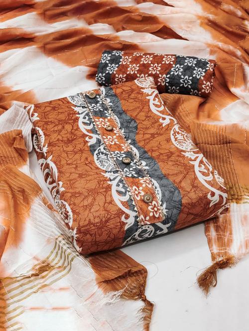 printed unstitched suit set - 20178187 - Very Small Image - 1