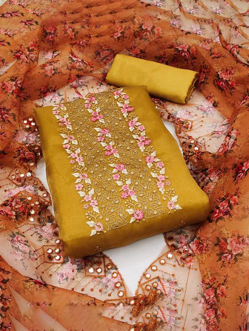 embroidered unstitched suit set - 20178207 - Very Small Image - 1