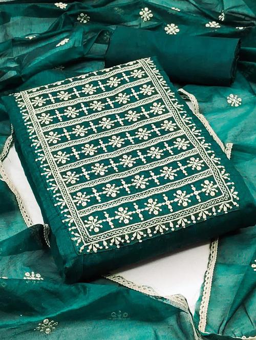 embroidered unstitched salwar suit set - 20178217 - Very Small Image - 1