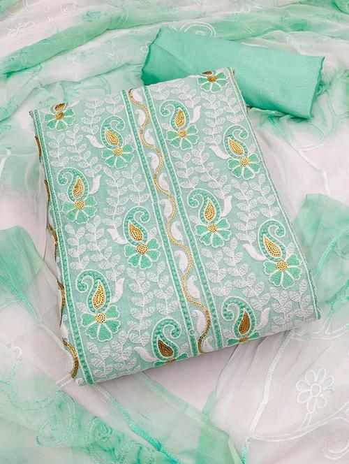 embroidered unstitched salwar suit set - 20178265 - Very Small Image - 1