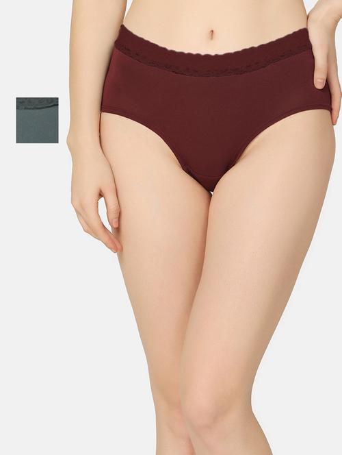 pack of 2 solid mid rise hipster full coverage panty - 20178406 - Very Small Image - 1