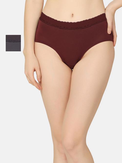 pack of 2 solid mid rise hipster full coverage panty - 20178408 - Very Small Image - 1