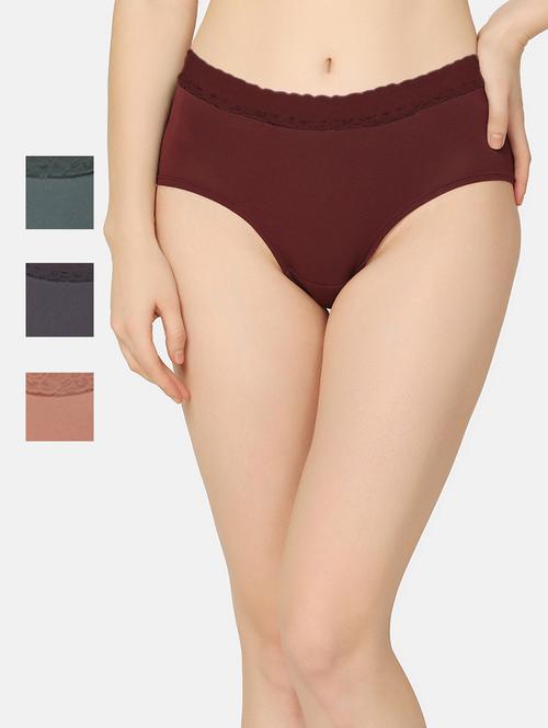 pack of 4 solid mid rise hipster full coverage panty - 20178412 - Very Small Image - 1