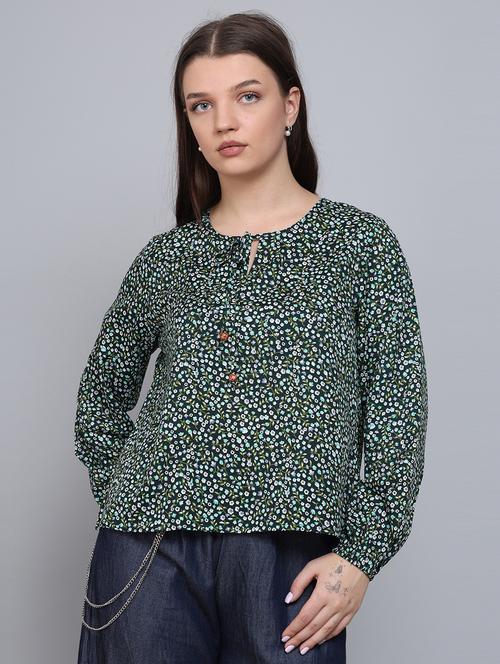 women's straight tie-up neck top - 20178956 - Very Small Image - 1