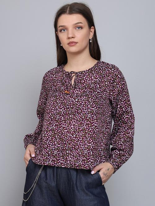 women's straight tie-up neck top - 20178957 - Very Small Image - 1