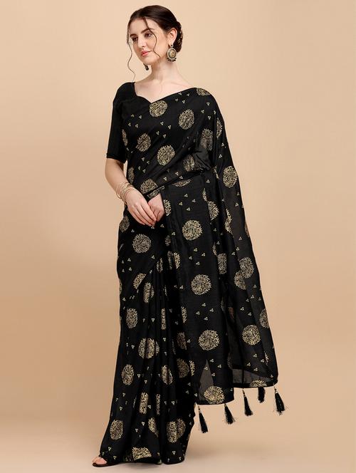 foil printed saree with blouse - 20181783 - Very Small Image - 1