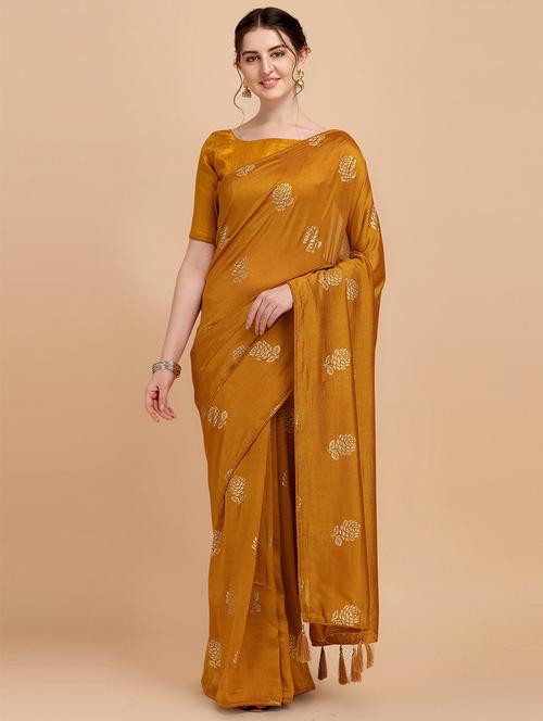 foil printed saree with blouse - 20181788 - Very Small Image - 1