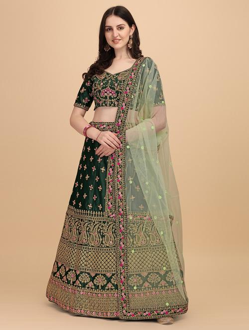 embroidered panelled lehenga choli set with dupatta - 20181829 - Very Small Image - 1