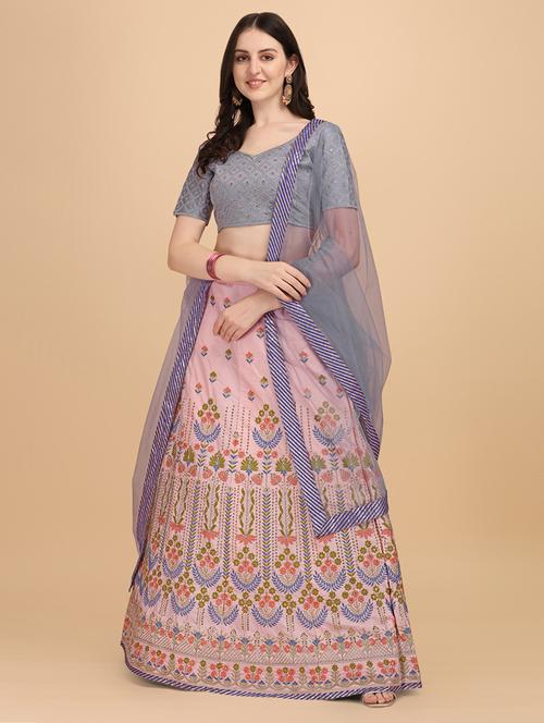 embroidered panelled lehenga choli set with dupatta - 20181830 - Very Small Image - 1