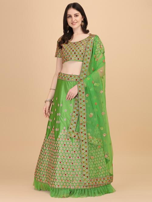embroidered panelled lehenga choli set with dupatta - 20181833 - Very Small Image - 1