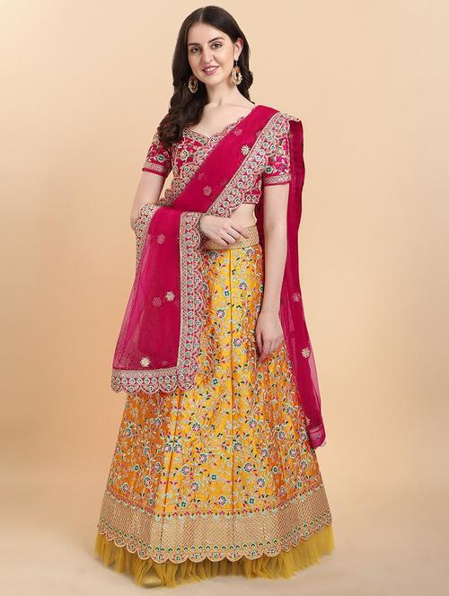 embroidered panelled lehenga choli set with dupatta - 20181839 - Very Small Image - 1