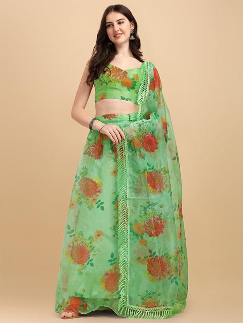 floral printed flared lehenga choli set with dupatta - 20181849 - Very Small Image - 1
