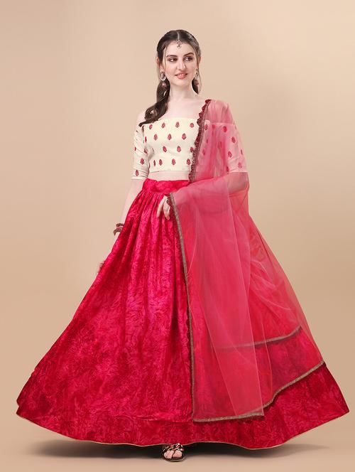 embroidered flared lehenga choli set with dupatta - 20181860 - Very Small Image - 1