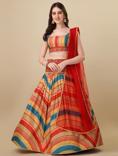 printed flared lehenga choli set with dupatta - 20181882 - Very Small Image - 1