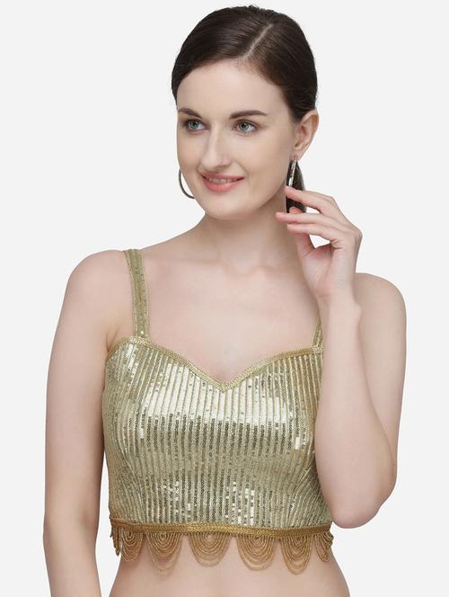 beige sequin stitched blouse - 20181936 - Very Small Image - 1