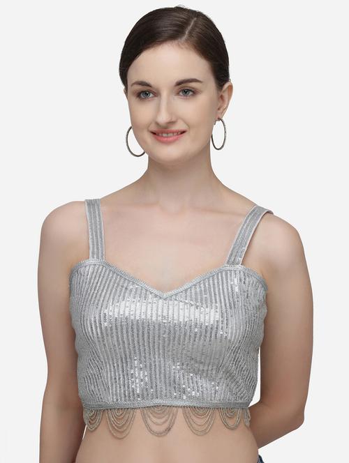 silver sequin stitched blouse - 20181937 - Very Small Image - 1